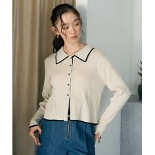 アースミュージック＆エコロジー(earth music&ecology)の【WEB限定】バイカラートリムニットカーディガン