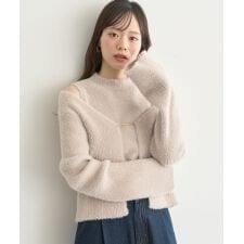 アースミュージック＆エコロジー(earth music&ecology)のSET2点チャーム付きシャギーニット＋インナー