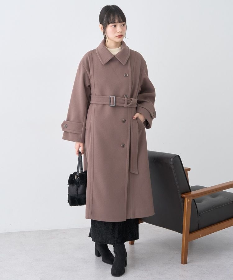 3way Bruges ケープロングコート フォックスファー カシゴラアンゴラ ロングコート カシゴラ フォックスファー付き 着丈87cm