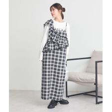 2wayフリルチェックキャミワンピース