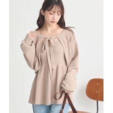 アースミュージック＆エコロジー(earth music&ecology)のSET2点ショートボレロ＋ペプラムニットキャミ