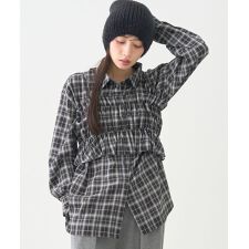 アースミュージック＆エコロジー(earth music&ecology)のSET2点チェック柄シャーリングビスチェ＋シャツ