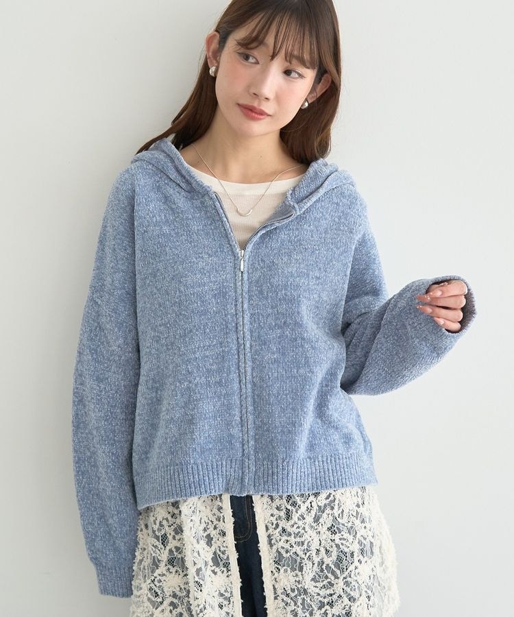 ベロアフーディージップニットカーディガン | アースミュージック