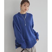 アンチピリングモックネックバックスリットニット