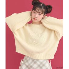 Disney／ミッキーコード刺繍ニットプルオーバー