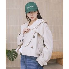 【撥水・イージーケア】2WAYフードショートフレアトレンチ