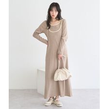 【2点SET】レイヤードバイカラーカットワンピース