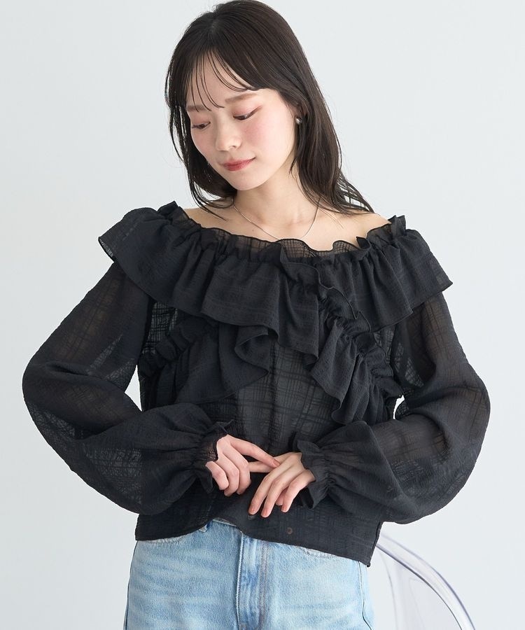 オブリ OBLI オフショルダーブラウス　ブラック　フリーサイズ リボンオフショルダートップス | TOPS | OBLI