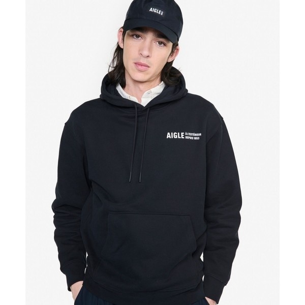 オーガニックコットン ワンポイントロゴ プルオーバースウェットパーカ