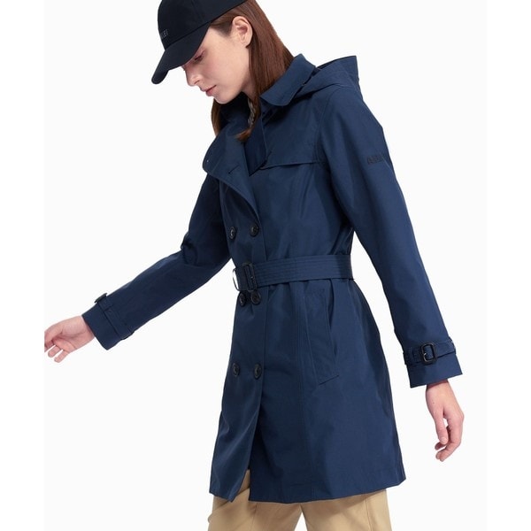 【美品】AIGLE エーグル トレンチコート風レインコート 撥水 フード付き L GORE-TEX 防水 透湿 防風 ゴアテックス フーデッドロング