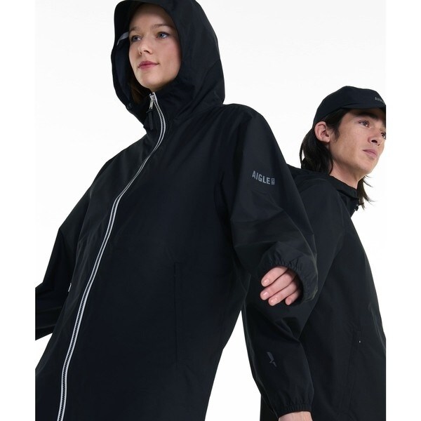 MTD 防水 透湿 撥水ジップ ポケッタブル ロングフーデッドコート