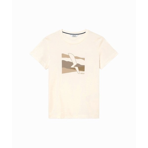 AIGLE 吸水速乾 ボートネック ボーダー半袖Tシャツ