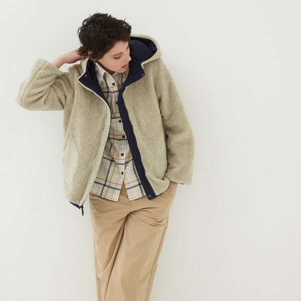 撥水 ボア リバーシブル フーディ ジャケット | エーグル(AIGLE