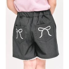 リボン刺繍タックハーフパンツ  ショート丈_ジュニア対応