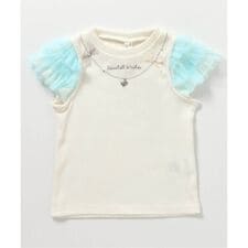 ネックレス風チュールスリーブTシャツ_接触冷感