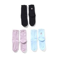 3つセットワンポイント刺繍ソックス