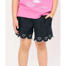 裾スカラップ刺繍ショートパンツ  ショート丈