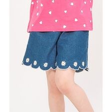 裾スカラップ刺繍ショートパンツ  ショート丈