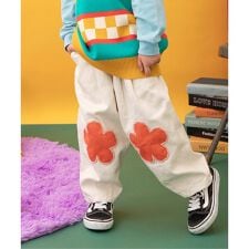 I'm Jelly！フラワーパッチタックパンツ  10分丈