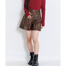 アルジー(ALGY)のフェイクレザープリーツショーパン