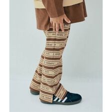 総柄カットジャガード裾スリットフレアパンツ リンク セットアップ対応