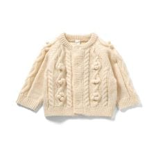 アプレ レ クール(apres les cours)のポンポンニットベビーカーディガン