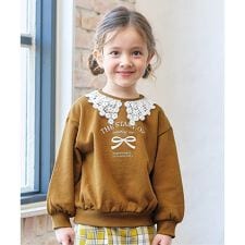 レース衿リボンロゴトレーナー