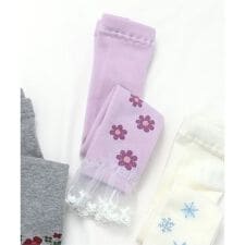 お花・雪柄裾レースレギンス