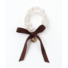 アプレ レ クール(apres les cours)のリボン付きパールブレスレット