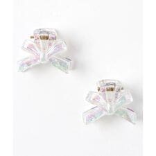 リボン・お花クリアヘアクリップ2個セット