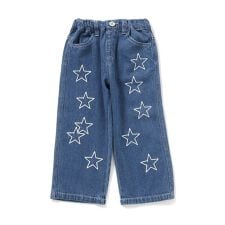 ブリーズ(BREEZE)のチェーン刺繍ワイドデニムパンツ