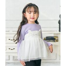 ネコモチーフチュールドッキングトップス