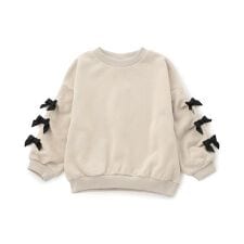 WEB限定  袖タックリボンモチーフ裏起毛トレーナー