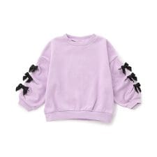 WEB限定  袖タックリボンモチーフ裏起毛トレーナー