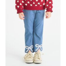 アプレ レ クール(apres les cours)のWEB限定 裏起毛リボンスリットカットソーパンツ  10分丈