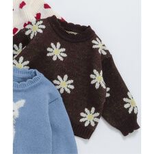 ハート・フラワー・ネコモチーフニット