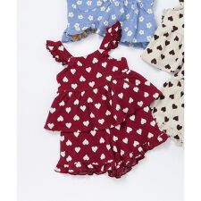 アプレ レ クール(apres les cours)のハート・フラワージャガードビスチェ＆フリルショートパンツセット  ショート丈