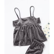 アプレ レ クール(apres les cours)のベロアサイドオープンビスチェ