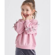 アプレ レ クール(apres les cours)の袖リボンキルトトレーナー