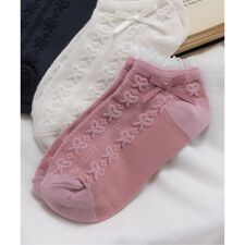 リボン編み柄ショートソックス