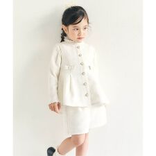 ツイードペプラムセットアップ＿アプレレクールマシェリ