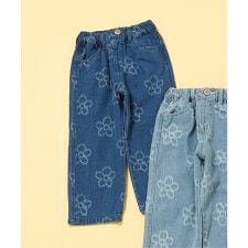 フラワーデニムパンツ  10分丈