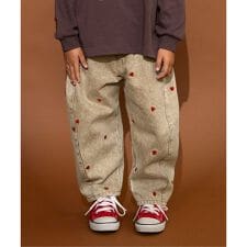 ハート総柄刺繍バレルパンツ
