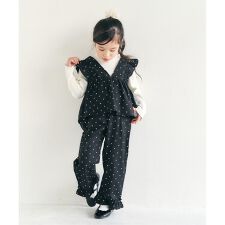 バックリボンフリルベスト＆フリルパンツ2Pセット  10分丈
