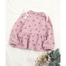 WEB限定 肩リボンペプラムトレーナー