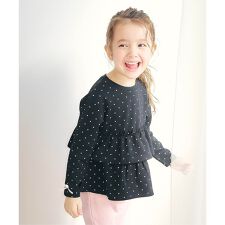 袖リボンティアードペプラムトップス