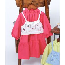 ニットビスチェ＆襟フリルワンピース2Pセット