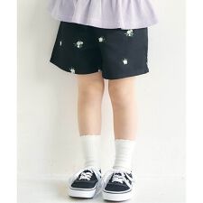 ハート・フラワー刺繍ショートパンツ  ショート丈