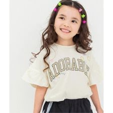 刺繍フリルTシャツ