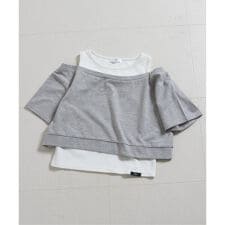 ラインストーンロゴレイヤード風Tシャツ